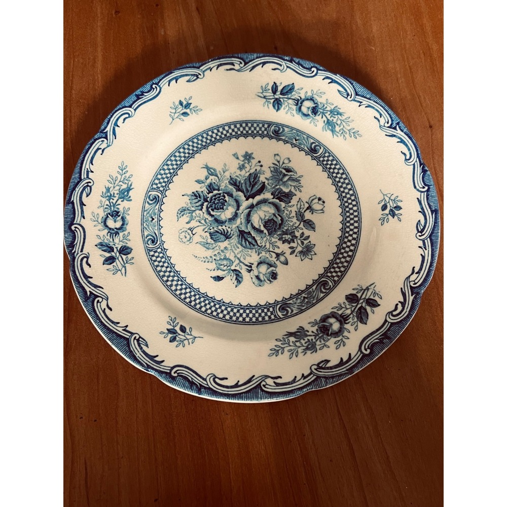Vintage Chatham Maruta Japan Kasuga Ware Blue Floral Scalloped Ironstone Plate